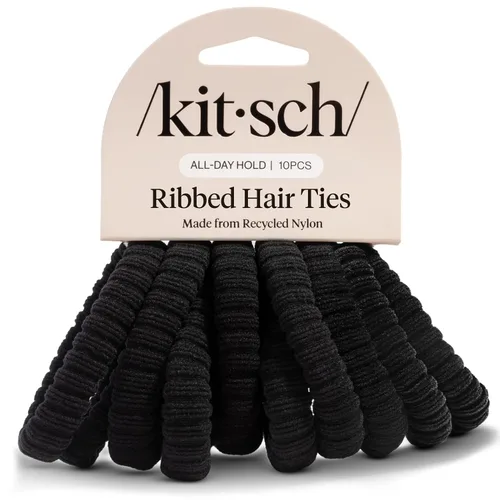 Miniatura 21 de Kitsch Lazos de nailon para el cabello sin daños, bandas elásticas para el cabello para una sujeción fuerte durante todo el día, soportes para cola