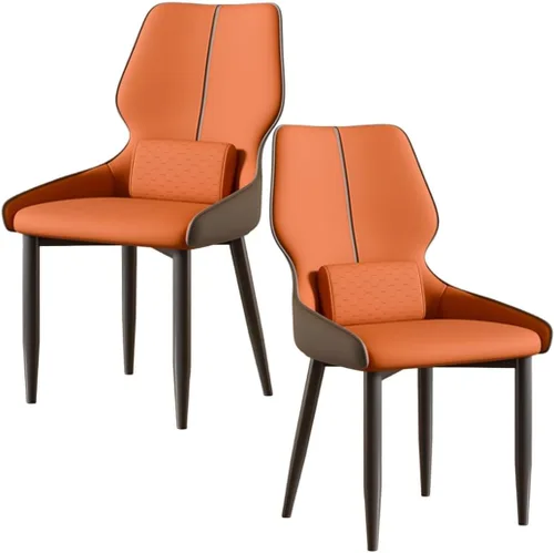 Miniatura 15 de YVYKFZD Juego de sillas de comedor de cuero, sillas de comedor con patas de metal, sillas de cocina tapizadas, silla minimalista sin brazos