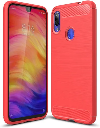Funda compatible con Xiaomi Redmi Note 7 Caso, Fibra de Carbono Absorción de Choque Slim Case para Xiaomi Redmi Note 7 (Rojo)