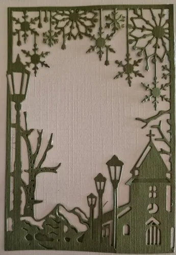 Miniatura 4 de Castillo de copo de nieve marco rectangular troquelado de metal, plantillas de Navidad, manualidades, tarjetas, troqueles de corte