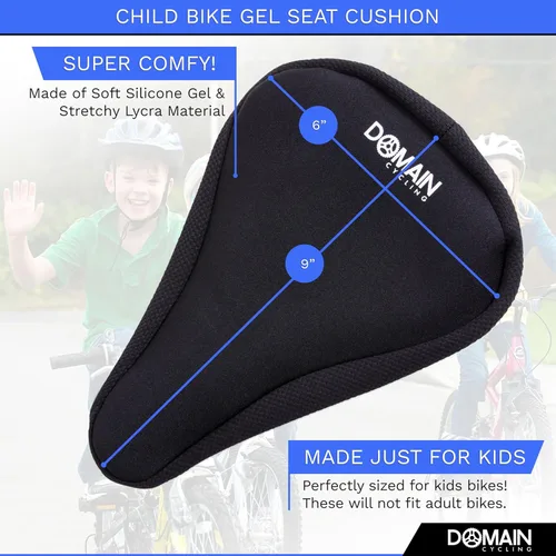 Miniatura 3 de Domain Cycling - Funda de asiento de bicicleta para niños con gel (9 x 6 pulgadas) - Cojín para asiento de bicicleta para niños - Comodidad
