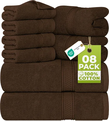 Miniatura 16 de Utopia Towels - Juego de toallas de 8 piezas, 2 toallas de baño, 2 toallas de mano y 4 para la cara, 100% algodón hilado en anillo, 600 GSM, Beige