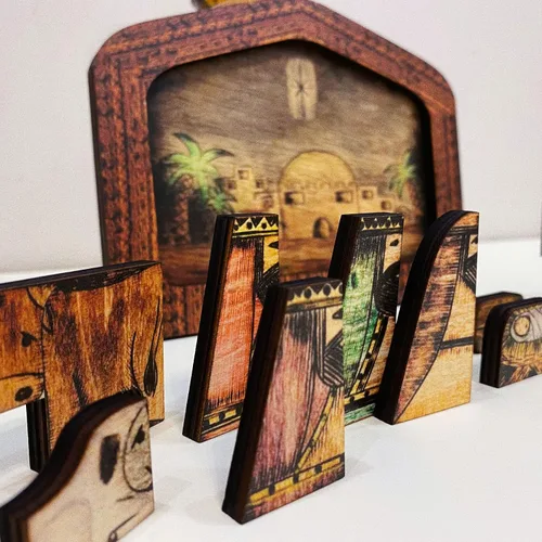 Miniatura 5 de Rompecabezas de madera de Jesús, rompecabezas de pesebre con diseño de madera quemada, decoración de escultura de rompecabezas de Jesús