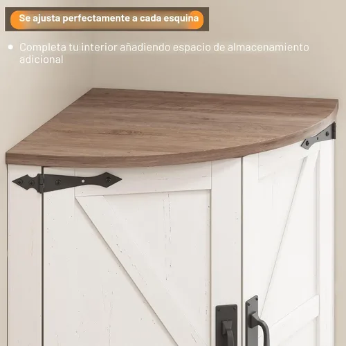 Miniatura 6 de Vabches Armario esquinero de 64.8 pulgadas de alto con 4 puertas y 5 estantes de almacenamiento, armario de almacenamiento de granja con diseño