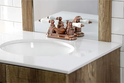 Miniatura 7 de Kingston Brass KB606PL Restoration - Grifo de baño tipo centerset de 4 pulgadas, cobre antiguo