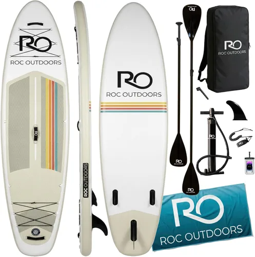 Miniatura 43 de Roc Tabla de remo inflable con accesorios y mochila de alta calidad, cubierta antideslizante, bolsa impermeable, correa, remo y bomba de mano.