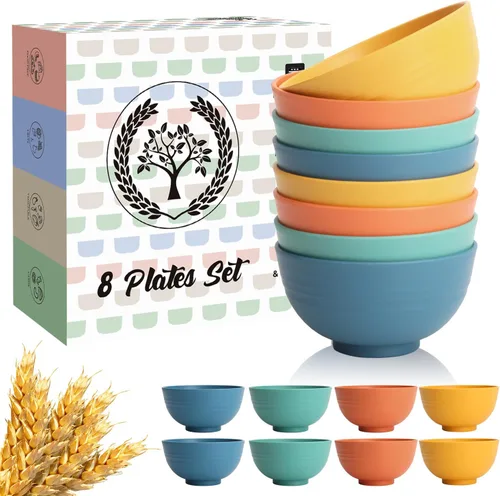 Miniatura 38 de Homienly Juego de 6 boles irrompibles de fibra de paja de trigo, aptos para microondas y lavavajillas, alternativa reutilizable a los boles