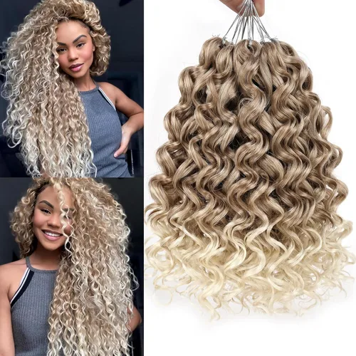 Miniatura 27 de Unionbeauty - Paquete de 8 mechones rizados con ganchillo GoGo, rizos de agua para mujer negra, rizos de playa, extensiones de cabello rizado 1b#