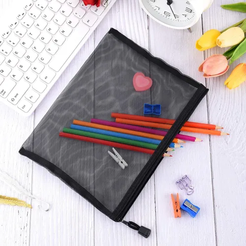 Miniatura 6 de Outus 15 bolsas de malla con cremallera, bolsa de maquillaje, organizador de viaje para cosméticos, estuche para lápices con cremallera para Negro