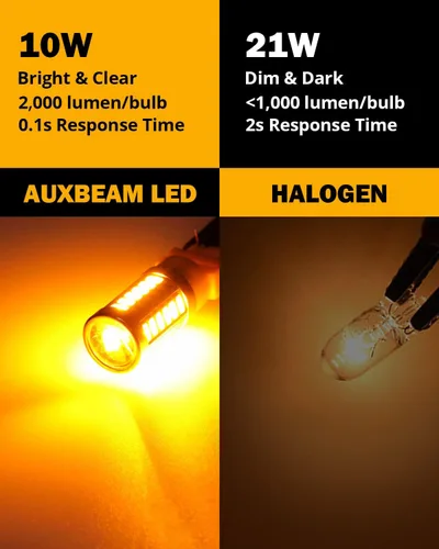 Miniatura 6 de Auxbeam 3157 - Bombillas LED amarillas ámbar, súper brillantes 3156 3057 4157 3457 4057 4114, bombillas de reemplazo para intermitentes delanteros