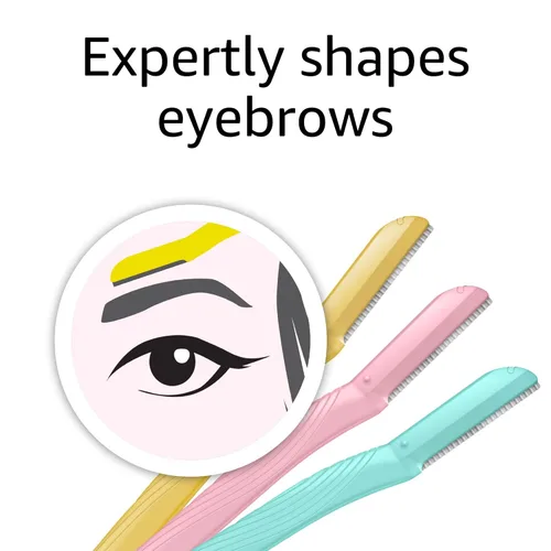 Miniatura 8 de Amazon Basics - Herramienta multiusos de limpieza de cejas y afeitadora facial para mujer, incluye cubierta de cuchilla, multicolor, 3