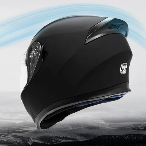 Miniatura 5 de Cascos de motocicleta de cara completa para adultos, doble visión, moto de calle, carreras, motocicleta ADV, ciclomotor, casco para hombres y Negro