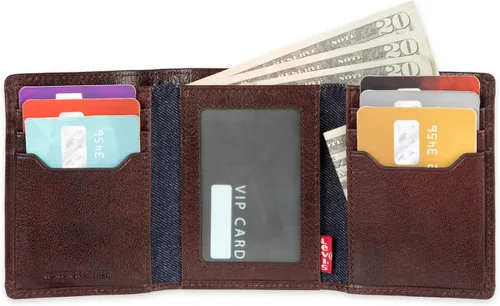 Miniatura 13 de Levi's Billetera triple para hombre, elegante y delgada, incluye ventana de identificación y tarjetero de crédito