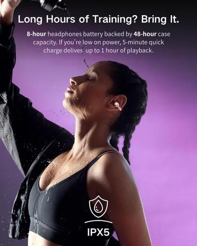 Miniatura 6 de A50 Auriculares de botón, auriculares Bluetooth 6.0 inalámbricos de oído abierto con comodidad sin peso de 5.3g, 48H de tiempo de reproducción, Oro