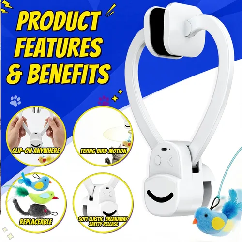 Miniatura 4 de CATPICK Juguetes Interactivos para Gatos de Interior Pájaro Volador Eléctrico Automático Juguete de Pluma y Ratón - Mejor Juguete de Enriquecimiento