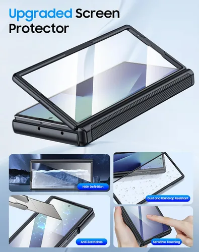 Miniatura 5 de Funda para Samsung Galaxy Z Fold 7 con tarjetero con bloqueo RFID, cubierta de lente deslizante integrada y protección de bisagra y protector