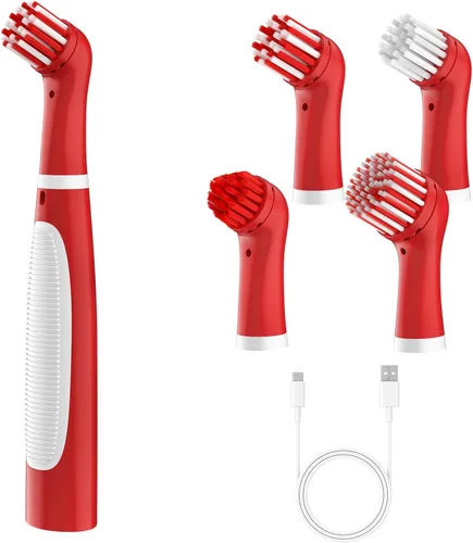 SOARING Cepillo de limpieza eléctrico recargable con cabezales de cepillo múltiples 4 en 1, cepillo motorizado inalámbrico para interiores y hogar,