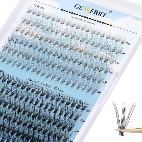 Miniatura 11 de Extensiones de pestañas en racimo GEMERRY, 144 piezas, pestañas individuales, dos estilos, extensiones de pestañas con tallo ancho, suaves