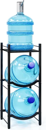 TC-HOMENY Soporte para jarra de agua de 5 galones, estante de 3 niveles para dispensador, soporte organizador para hogar y oficina (negro)
