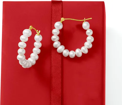 Miniatura 4 de Ross-Simons Aretes de aro de perlas cultivadas de 4 a 0.197in en oro amarillo de 14 quilates, Perla, no conocido