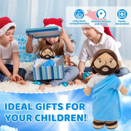 Miniatura 4 de Yelakey Muñeco de peluche de Jesús marrón de 11.8 pulgadas, guardián, bautizo, peluche, juguete de Salvador, regalos para la iglesia, escuela