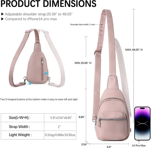 Miniatura 4 de CLUCI Small Sling Bag for Women, Leather Crossbody Fanny Packs Trendy, Women's Chest Bag