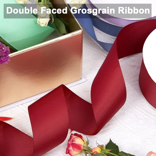 Miniatura 4 de Cinta de grogrén de doble cara de color liso azul bebé de 1-1/2 pulgadas x 50 yardas para envolver regalos, bodas, fiestas, manualidades, lazos