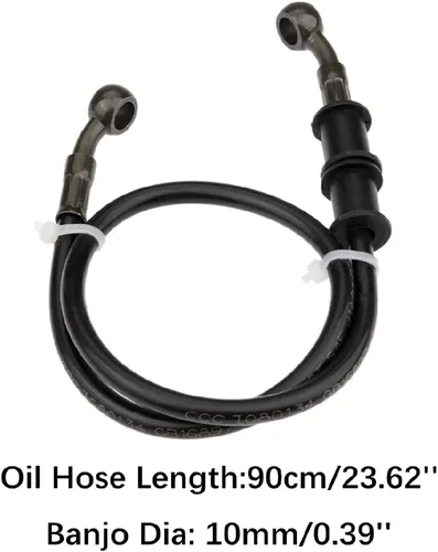 Miniatura 8 de Línea hidráulica de freno para motocicleta, 60 cm / 23.6 pulgadas, manguera de aceite de embrague trenzada, manguera de freno inoxidable de repuesto