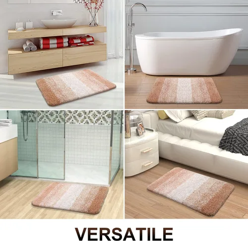 Miniatura 8 de OLANLY Alfombra de baño y inodoro en forma de U, tamaño 59 x 20 pulgadas, tamaño de alfombra de inodoro de 24 x 20 pulgadas, color beige, paquete