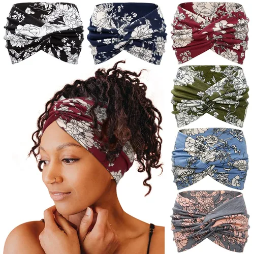 Miniatura 10 de Tobeffect Diademas extra anchas de 7 pulgadas para mujer, diadema grande y gruesa para la cabeza, bandana bohemia para cabello de mujer, banda