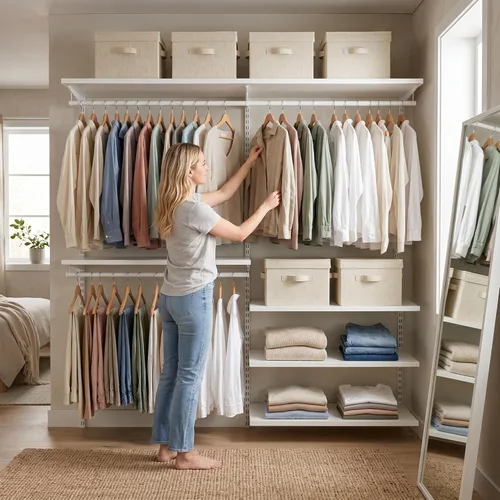 Miniatura 2 de StorageWorks Contenedores de almacenamiento de tela con tapa, cajas de almacenamiento decorativas para estantes, cesta organizadora de armario Beige
