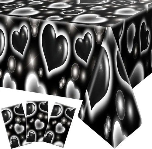 Tudomro Paquete de 3 manteles decorativos de 54 x 108 pulgadas, para fiesta de Y2k, decoración de fiesta Y2K, mantel desechable Kpop para Negro