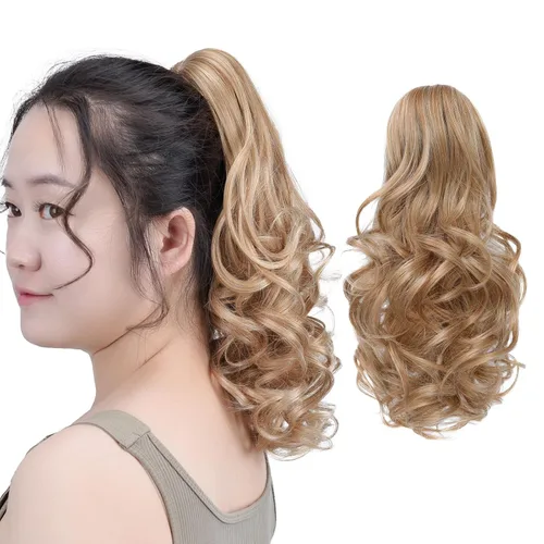 Miniatura 39 de SYXLCYGG Auburn Clip Cola de caballo Clip Cola de caballo Extensión de cola de caballo ondulado 10 pulgadas 3.5 oz pelo sintético falso pieza