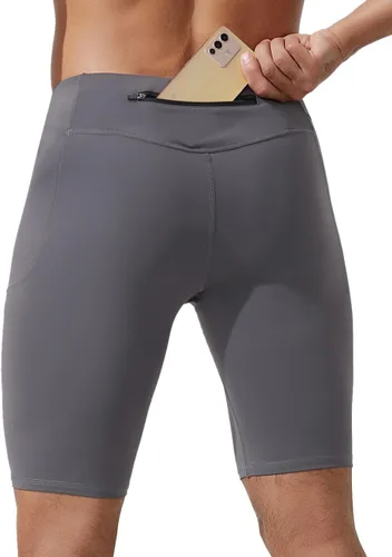 Miniatura 2 de MIZOK Pantalones cortos de compresión elásticos para hombre con bolsillo