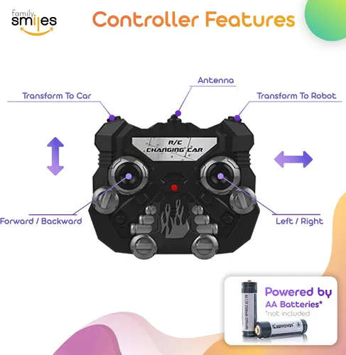 Miniatura 5 de Juguete de control remoto para niños, coche deportivo, robot transformador, vehículo a control remoto, juguetes para niños de 8 a 12 años