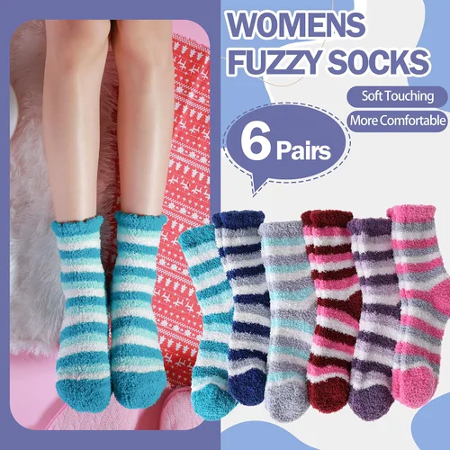 Miniatura 2 de ANTSANG Womens Fuzzy Socks Slipper Winter Fluffy Comfy Cozy Socks Cabin Warm Home Socks