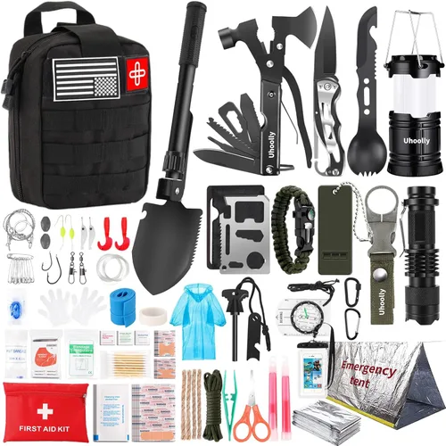 Survival Kit, Gifts for Men Women Teen Boys, 252 pcs Survival Gear and Equipment Mini First Aid Kit for Car Home, Emergency Kit with Molle System