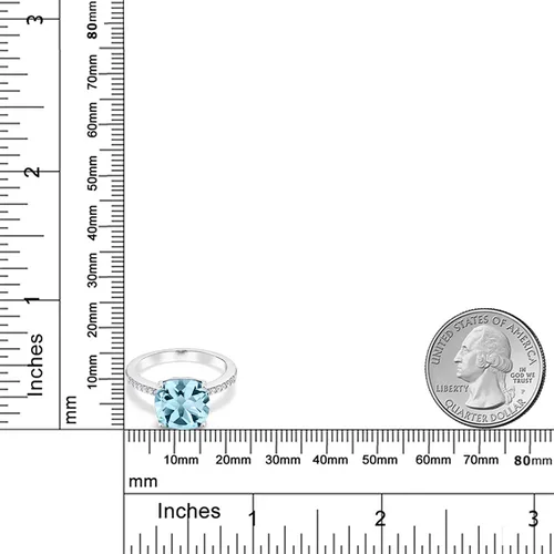 Miniatura 28 de Gem Stone King Anillo de compromiso de plata de ley 925 con piedra preciosa de corte cojín de 0.39 pulgadas Anillo de compromiso de aniversario
