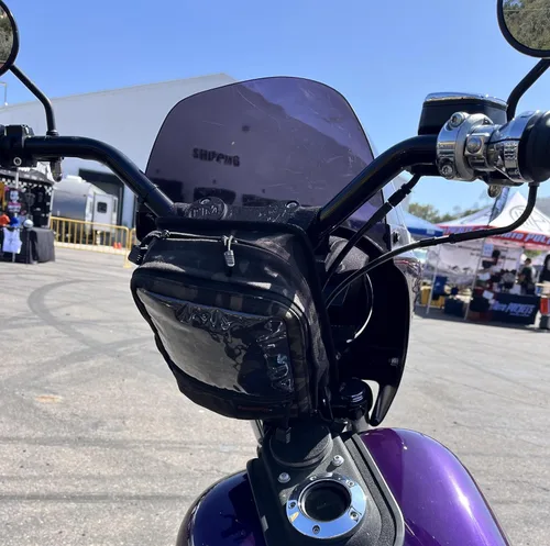 Miniatura 3 de Bolsa Hanldebar para motocicletas Harley Davidson, tiradores de cremallera con doble bloqueo, volumen expandible, carcasa de nailon de 1000 denier