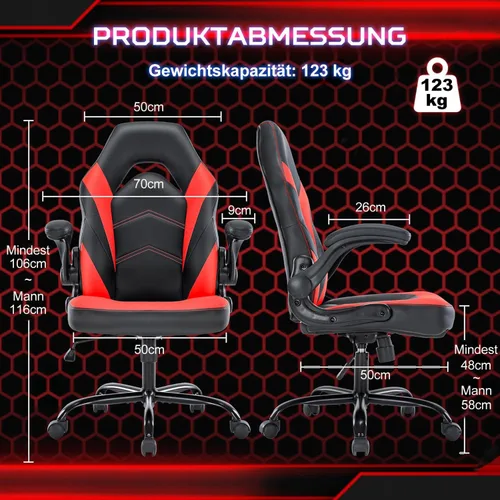 Miniatura 3 de DUMOS Silla de oficina en casa para juegos de computadora, escritorio ergonómico grande y alto con soporte lumbar de piel sintética, respaldo alto