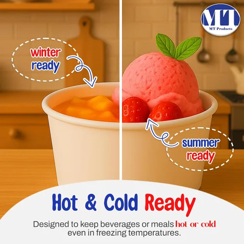 Miniatura 5 de MT Products Vasos de sopa de papel blanco con tapas de papel ventiladas de 8 onzas – 20 tazas y 20 tapas – Vasos desechables para helado o cuencos