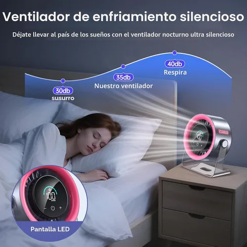 Miniatura 5 de Ventilador portátil de mano con enfriador de hielo: Ventilador de mano recargable de 100 velocidades de 5500 mAh, ventiladores personales de Rosa