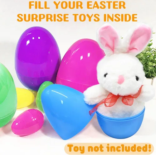Miniatura 4 de LUKBERA Huevos de Pascua brillantes de plástico jumbo, 12 unidades, 6 pulgadas, rellenables, varios colores sólidos, huevos sorpresa vacíos