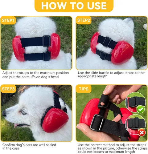 Miniatura 4 de derYEP Orejeras para perros para protección auditiva 29dB NRR orejeras de protección contra el ruido (grande, rojo)
