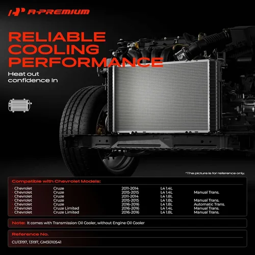Miniatura 2 de A-Premium Conjunto de radiador de refrigerante del motor con enfriador de aceite de transmisión compatible con Chevrolet Cruze 2011-2016 1.4L 1.8L