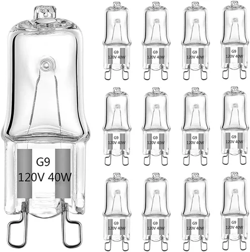 Miniatura 9 de TAIYALOO Bombillas halógenas G9 de 25 W 120 V T4 JCD tipo bi-pin (paquete de 12) bombilla de xenón pequeña para candelabros, colgantes, luces