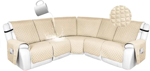 Miniatura 38 de HDCAXKJ Fundas de sofá seccional reclinable 100% impermeable, forma de L, funda de sofá reclinable lavable acolchada suave para mascotas, perro