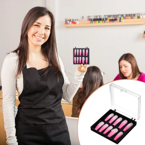 Miniatura 6 de Landhoow Cajas para uñas a presión de 15 piezas con 30 cintas adhesivas, organizador de almacenamiento de uñas artificiales a presión, organizador
