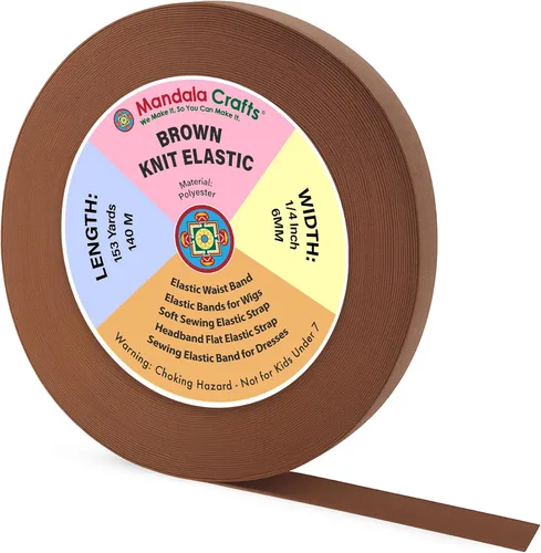 Miniatura 14 de Mandala Crafts Carrete de bandas elásticas anchas de 1/2 pulgada color beige para cinturas de pantalones, costura y manualidades DIY, 88 yardas