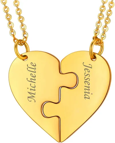 U7 BFF Collar para 23456 Muchachos, Mujeres, Acero Inoxidable, Personalizado, Familia, Hermandad, Amistad, Personalizado, Nombre del Mejor Amigo,